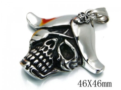 HY Stainless Steel 316L Skull Pendant-HYC03P0262HJX