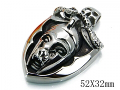 HY Stainless Steel 316L Skull Pendant-HYC03P0266HLW