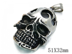 HY Stainless Steel 316L Skull Pendant-HYC03P0265HJW
