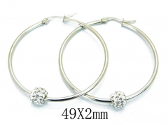 HY Stainless Steel 316L Crystal Hoop Earrings-HY08E0114JC