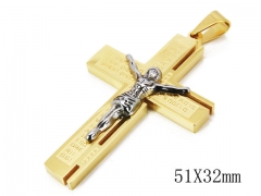 HY Stainless Steel 316L Cross Pendant-HYC09P0612H30