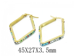 HY Stainless Steel 316L Crystal Hoop Earrings-HY58E1416LW