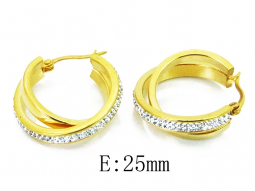 HY Stainless Steel 316L Crystal Hoop Earrings-HY80E0505HJX