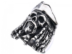HY Wholesale 316L Stainless Steel Skull Rings-HY0012R419