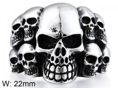 HY Wholesale 316L Stainless Steel Skull Rings-HY0012R144