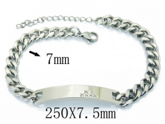 HY Wholesale 316L Stainless Steel ID Bracelets-HY08B0735NQ