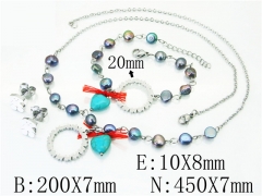 HY Wholesale 316L Stainless Steel Earrings Necklace Jewelry Set-HY21S0268JHE