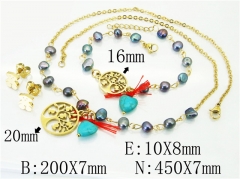 HY Wholesale 316L Stainless Steel Earrings Necklace Jewelry Set-HY21S0261JJQ