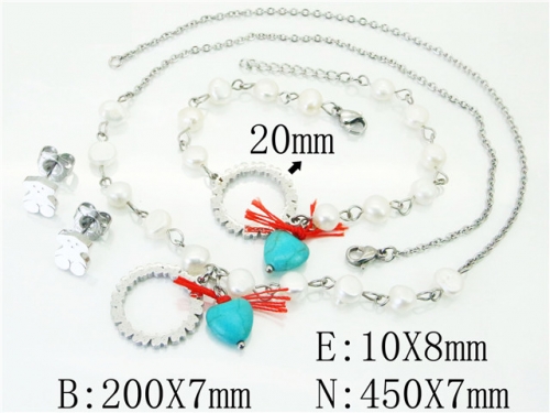 HY Wholesale 316L Stainless Steel Earrings Necklace Jewelry Set-HY21S0266JHA