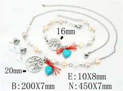HY Wholesale 316L Stainless Steel Earrings Necklace Jewelry Set-HY21S0260JHS
