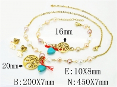 HY Wholesale 316L Stainless Steel Earrings Necklace Jewelry Set-HY21S0259JJA