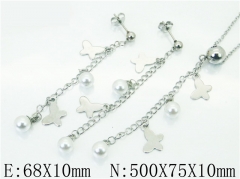 HY Wholesale Jewelry 316L Stainless Steel Earrings Necklace Jewelry Set-HY59S1919PE