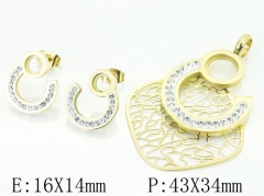HY Wholesale Jewelry 316L Stainless Steel Earrings Necklace Jewelry Set-HY57S0023HKS