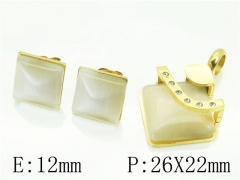 HY Wholesale Jewelry 316L Stainless Steel Earrings Necklace Jewelry Set-HY57S0018HJD