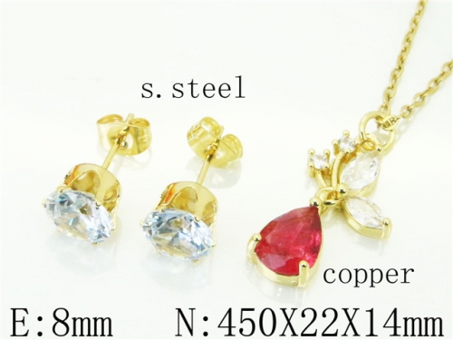 HY Wholesale Jewelry Earrings Copper Necklace Jewelry Set-HY65S0028NLA