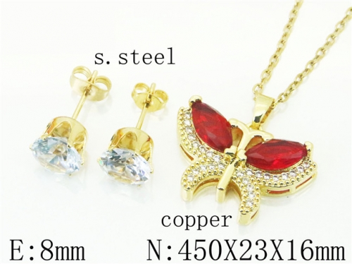 HY Wholesale Jewelry Earrings Copper Necklace Jewelry Set-HY65S0075OY