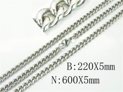 HY Wholesale Stainless Steel 316L Necklaces Bracelets Sets-HY40S0452MK