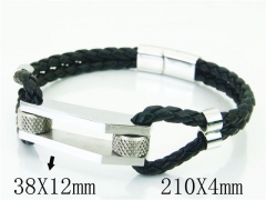 HY Wholesale Bracelets 316L Stainless Steel And Leather Jewelry Bracelets-HY23B0112HMA