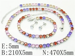 HY Wholesale Jewelry 316L Stainless Steel Earrings Necklace Jewelry Set-HY59S0144JID