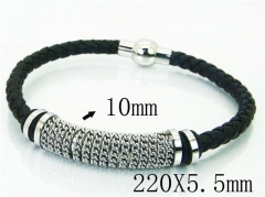 HY Wholesale Bracelets 316L Stainless Steel And Leather Jewelry Bracelets-HY23B0124HKC