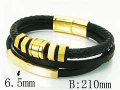 HY Wholesale Bracelets 316L Stainless Steel And Leather Jewelry Bracelets-HY23B0120HNC