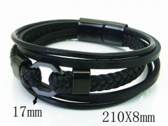 HY Wholesale Bracelets 316L Stainless Steel And Leather Jewelry Bracelets-HY23B0116HMR