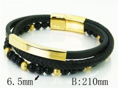 HY Wholesale Bracelets 316L Stainless Steel And Leather Jewelry Bracelets-HY23B0111HPT