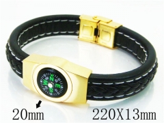 HY Wholesale Bracelets 316L Stainless Steel And Leather Jewelry Bracelets-HY23B0102HOW
