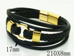 HY Wholesale Bracelets 316L Stainless Steel And Leather Jewelry Bracelets-HY23B0115HME