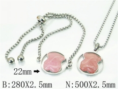 HY Wholesale Jewelry 316L Stainless Steel Earrings Necklace Jewelry Set-HY62S0320HOD