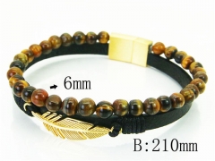 HY Wholesale Bracelets 316L Stainless Steel And Leather Jewelry Bracelets-HY23B0108HPX
