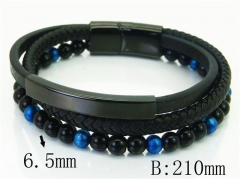 HY Wholesale Bracelets 316L Stainless Steel And Leather Jewelry Bracelets-HY23B0110HPE