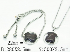 HY Wholesale Jewelry 316L Stainless Steel Earrings Necklace Jewelry Set-HY62S0322HOW