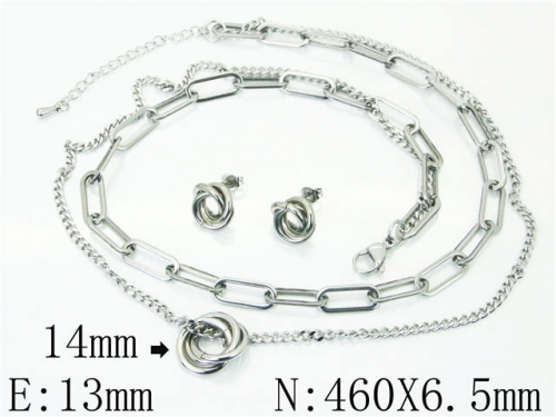 HY Wholesale Jewelry 316L Stainless Steel Earrings Necklace Jewelry Set-HY59S2230HJE