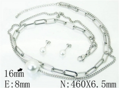 HY Wholesale Jewelry 316L Stainless Steel Earrings Necklace Jewelry Set-HY59S2221HJC