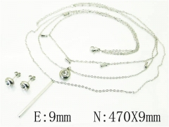 HY Wholesale Jewelry 316L Stainless Steel Earrings Necklace Jewelry Set-HY59S0168HHE