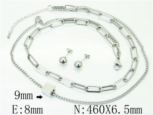 HY Wholesale Jewelry 316L Stainless Steel Earrings Necklace Jewelry Set-HY59S2217HJZ