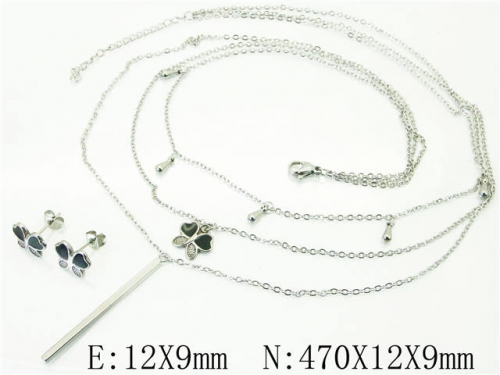 HY Wholesale Jewelry 316L Stainless Steel Earrings Necklace Jewelry Set-HY59S0164HHD