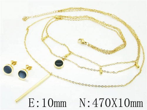 HY Wholesale Jewelry 316L Stainless Steel Earrings Necklace Jewelry Set-HY59S0200HJE