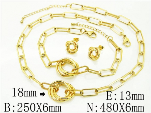 HY Wholesale Jewelry 316L Stainless Steel Earrings Necklace Jewelry Set-HY59S0150IQQ