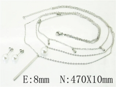 HY Wholesale Jewelry 316L Stainless Steel Earrings Necklace Jewelry Set-HY59S0167HHE