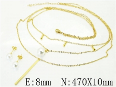 HY Wholesale Jewelry 316L Stainless Steel Earrings Necklace Jewelry Set-HY59S0198HJC