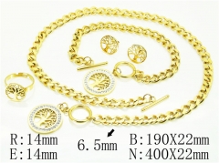 HY Wholesale Jewelry 316L Stainless Steel Earrings Necklace Jewelry Set-HY50S0151JFF