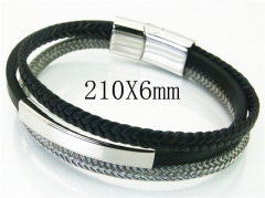 HY Wholesale Bracelets 316L Stainless Steel And Leather Jewelry Bracelets-HY23B0189HNX