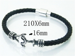 HY Wholesale Bracelets 316L Stainless Steel And Leather Jewelry Bracelets-HY23B0152HJQ