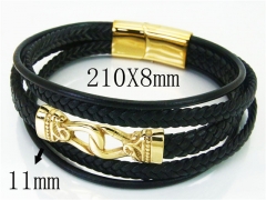 HY Wholesale Bracelets 316L Stainless Steel And Leather Jewelry Bracelets-HY23B0169HNC