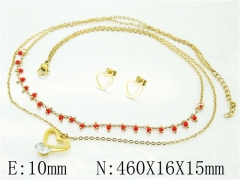 HY Wholesale Jewelry 316L Stainless Steel Earrings Necklace Jewelry Set-HY21S0343OR