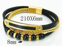 HY Wholesale Bracelets 316L Stainless Steel And Leather Jewelry Bracelets-HY23B0183HOS