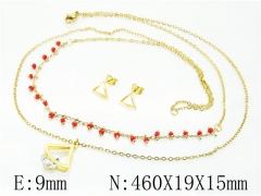 HY Wholesale Jewelry 316L Stainless Steel Earrings Necklace Jewelry Set-HY21S0335OV
