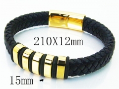 HY Wholesale Bracelets 316L Stainless Steel And Leather Jewelry Bracelets-HY23B0133HLL